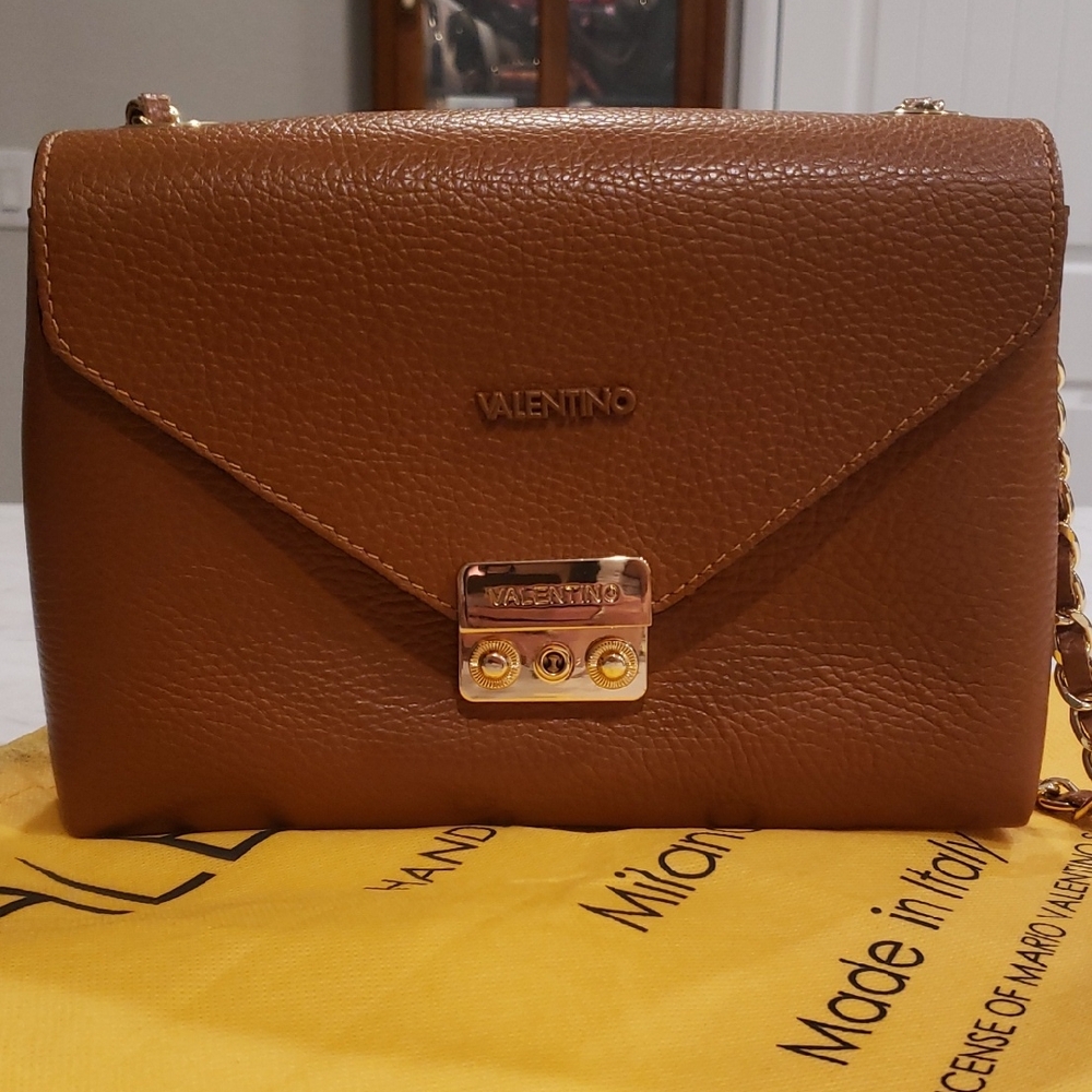 Valentino Tan Leather Crossbody/Shoulder Bag Size Small